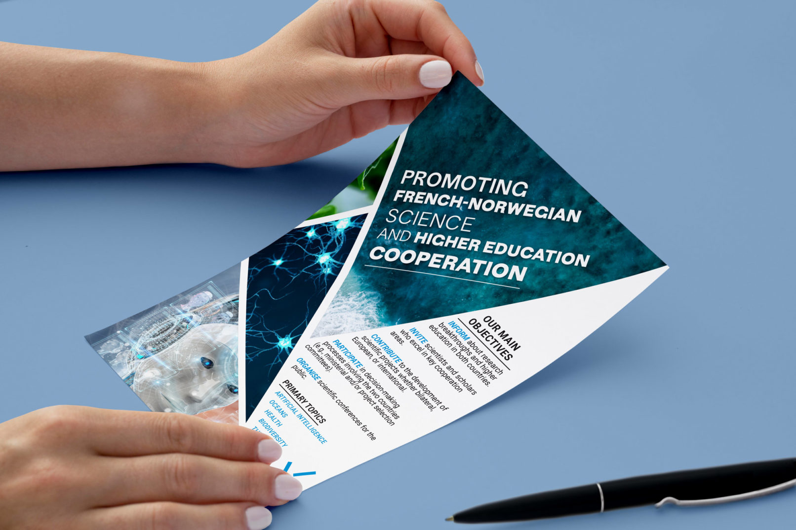 brochure, institut francais, institut francais d'oslo, norvège, support de communication, sciences, scientifique, flyer