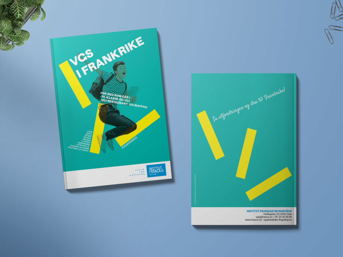 brochure, institut francais, institut francais d'oslo, norvège, support de communication, échanges linguistique, étudiants