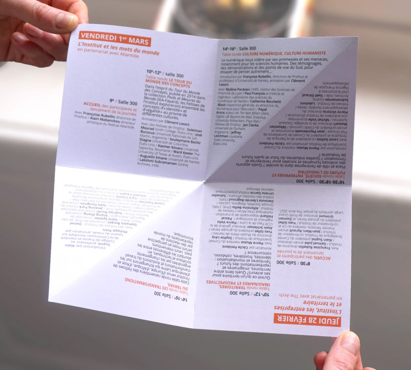 penser le monde autrement, programme, Institut d'études avancées, Nantes, origami, communication visuelle, événementiel