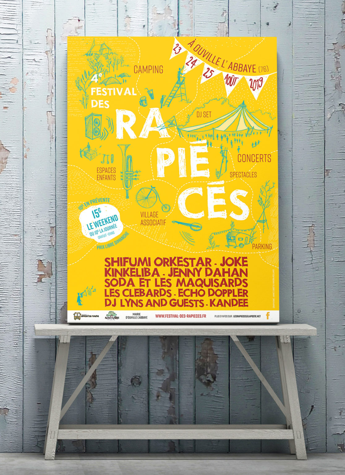 Festival des rapiécés, concert, théâtre de rue théâtre, convivial, rural, normandie, affiche, village associatif, spectacles, espace enfants