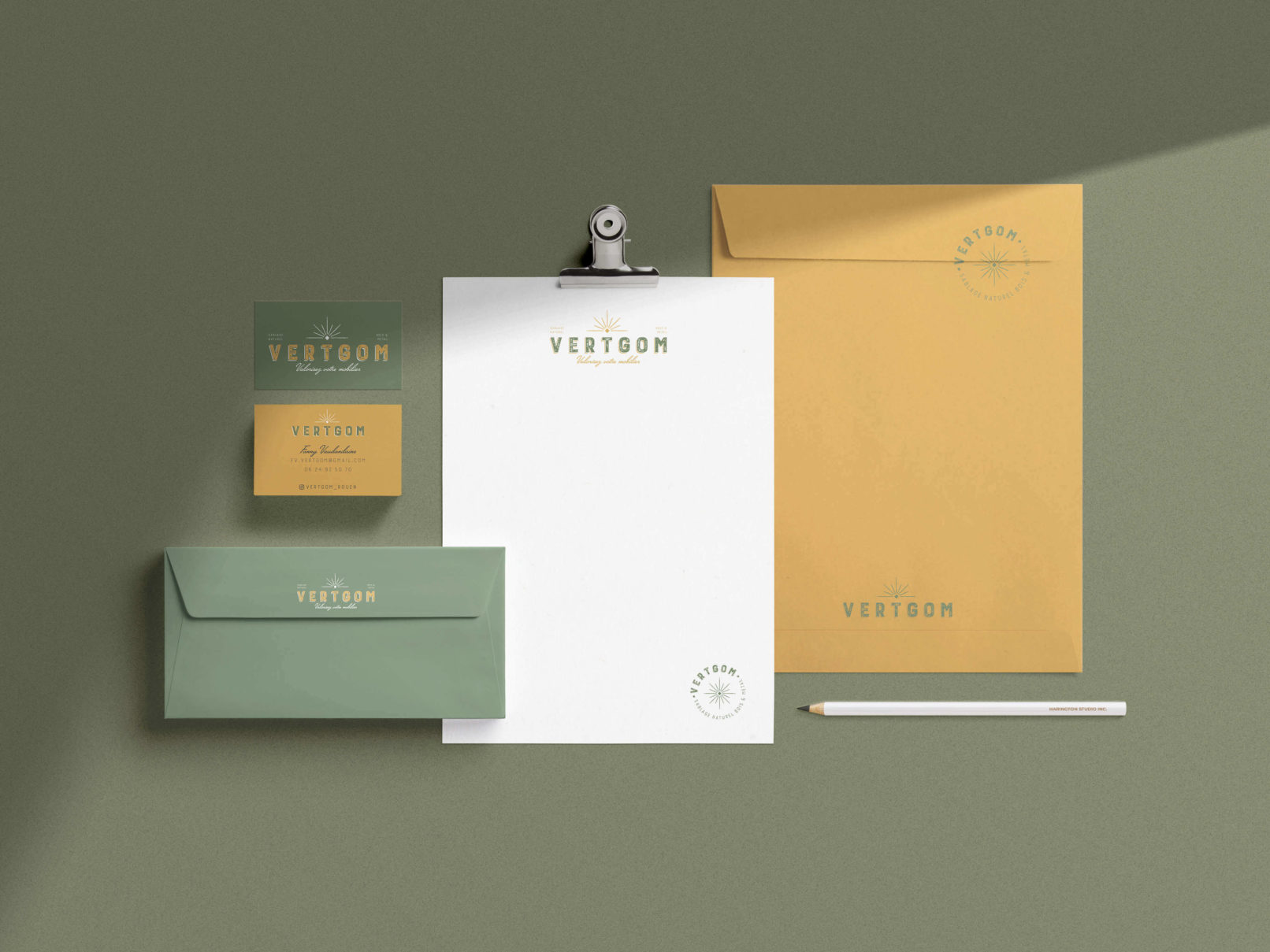 papeterie, identité visuelle, vertgom