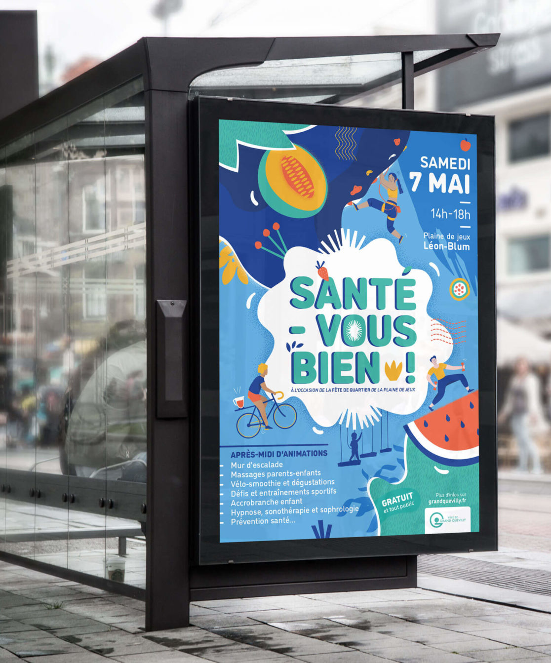 Illustrations sur l'affiche du programme Santé-vous bien
