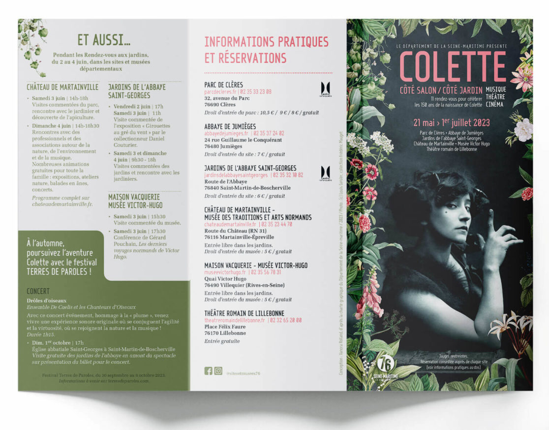 création affiche, vanora graphiste, graphiste rouen, affiche colette, communication événementielle, graphisme, flyer, dépliant, 3 volets, pub, conception graphique, trophées de la communication normandie, lauréat, graphiste rouen, graphiste culturel