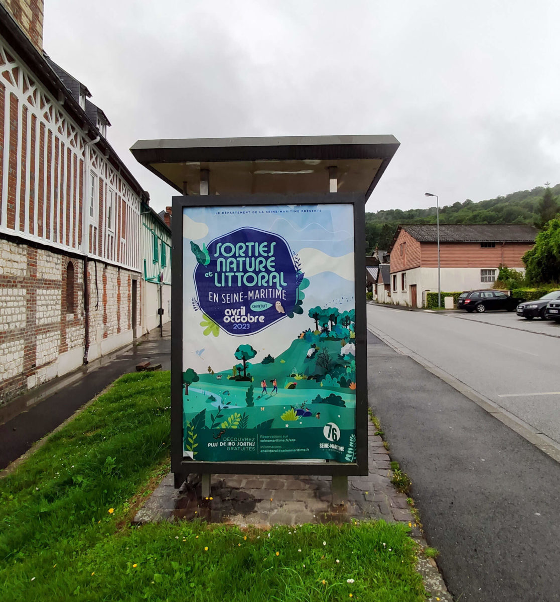 création brochure, illustration, sorties nature, seine-maritime, estival, littoral, mise en page, affiche, campagne, vallée de la seine, armada, villequier, rives en seine