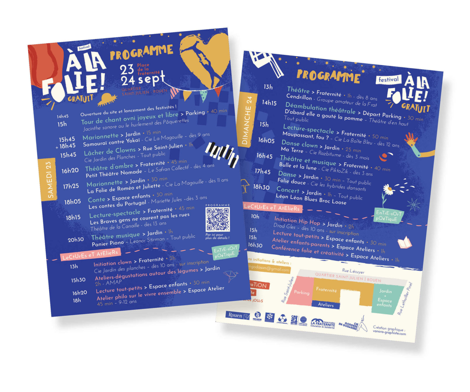 identité visuelle, création, flyer, programme festival, festival à la folie, rouen, vanora graphiste, communication événementielle, création identité visuelle