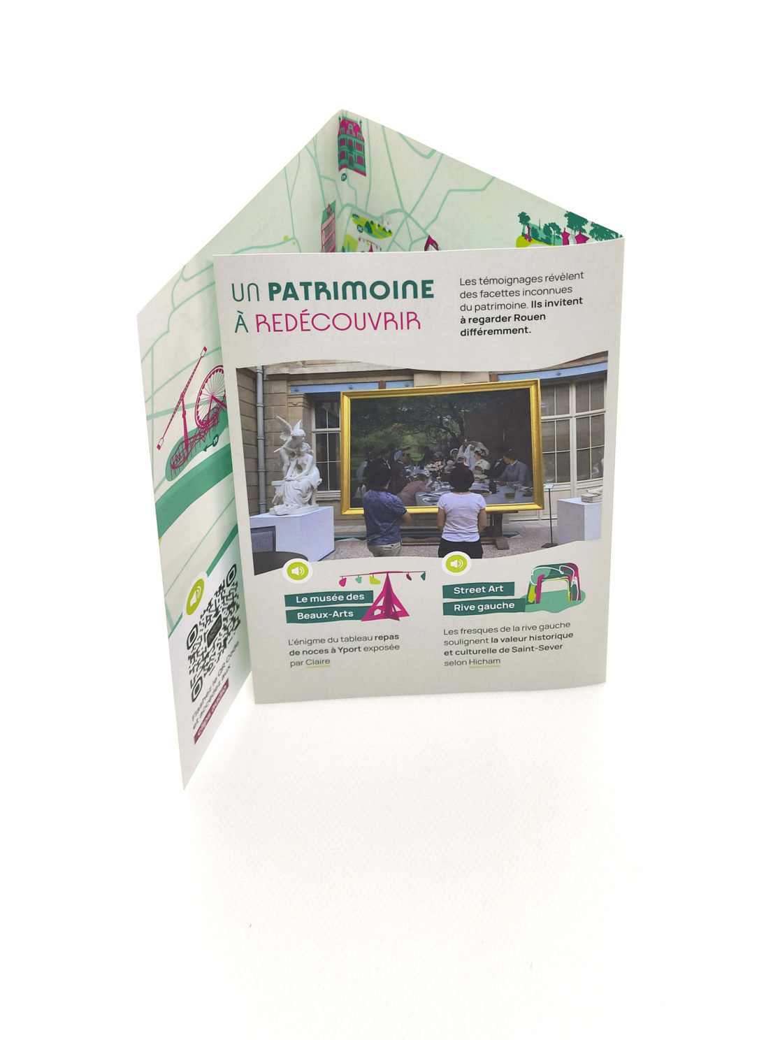 dépliant de Rouen insolite, dessin d'une carte de la ville