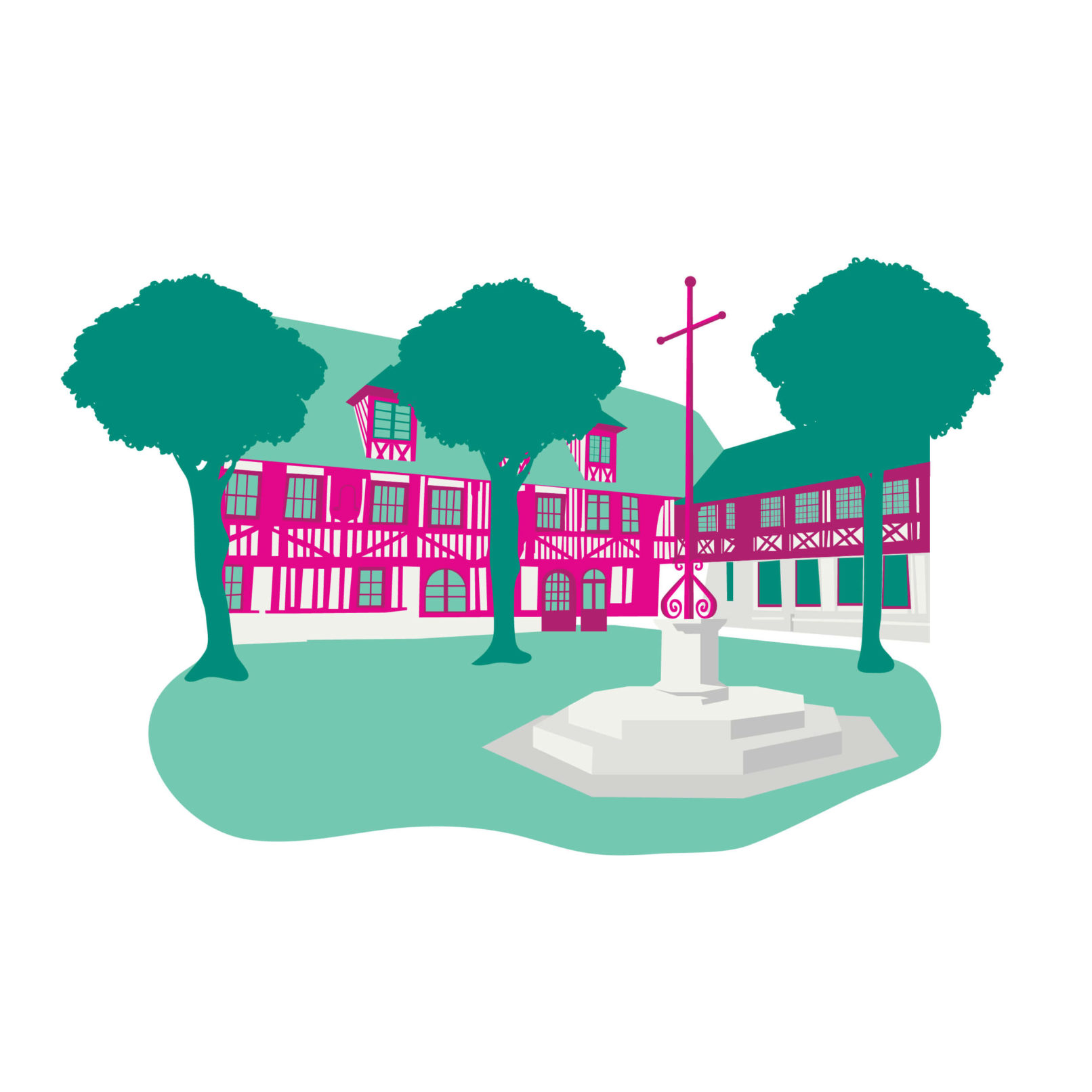 illustration de l'aitre saint maclou à rouen, dessin, architecture, patrimoine, Rouen, ville