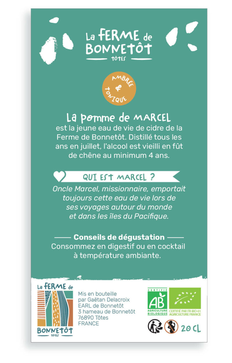 ferme de bonnetot, logo, charte graphique, identité visuelle, packaging, étiquettes sur-mesure, étiquette personnalisée, étiquette alcool, graphisme, vanora graphiste, graphiste normandie, produits locaux, produit terroir, alcool bio, eaux de vie de cidre, alcool bio local, ferme bio tôtes, ferme normandie, calva local, gamme alcools, gamme étiquettes, gaetan delacroix, coffret