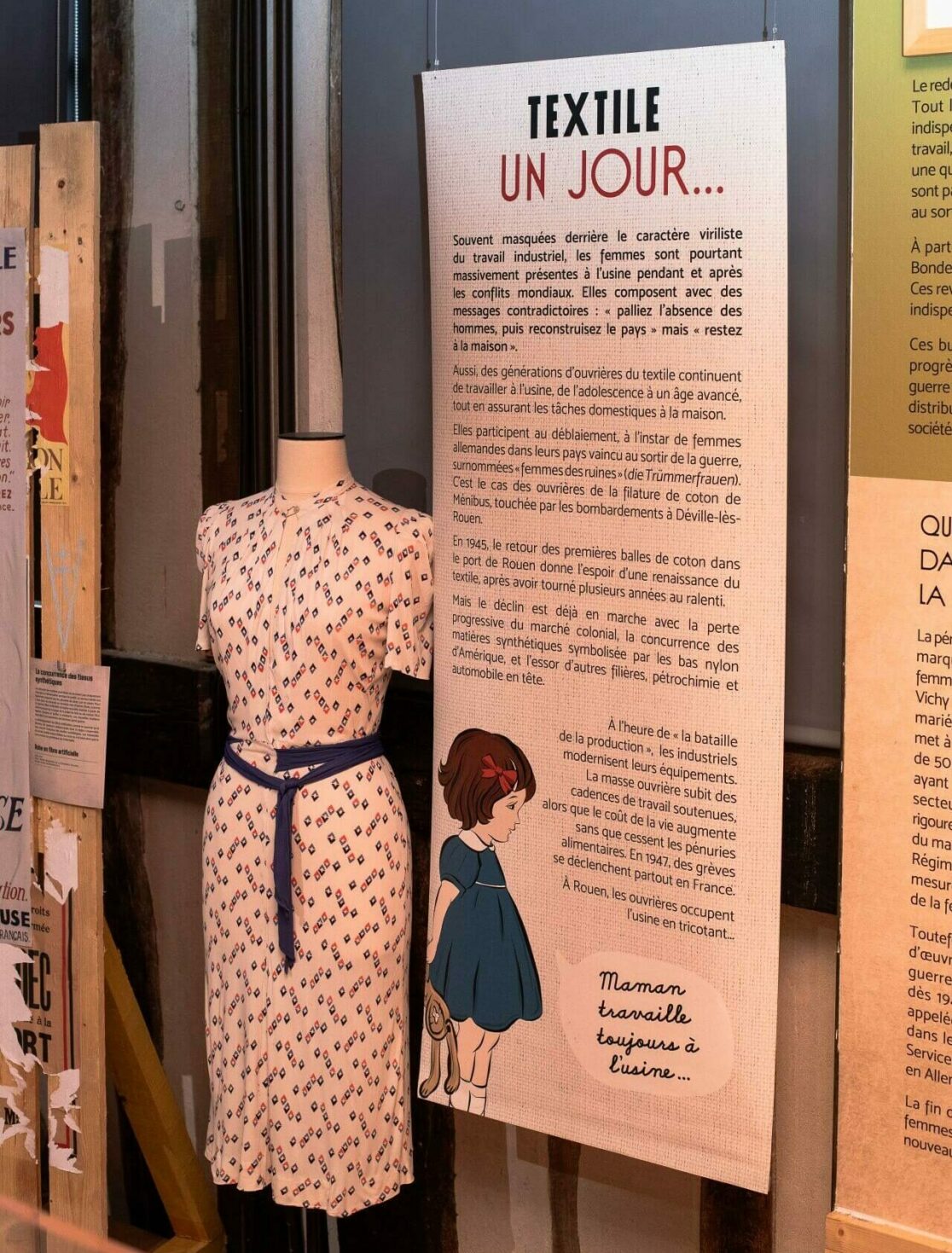 exposition, rouen, corderie Vallois, musée, musée industriel de la corderie Vallois, reconstruire l'usine, graphisme exposition, scenographie, conception cimaise exposition, conception graphique cimaises, graphisme papier peint, illustrations exposition, graphisme exposition, graphiste rouen, vanora graphiste