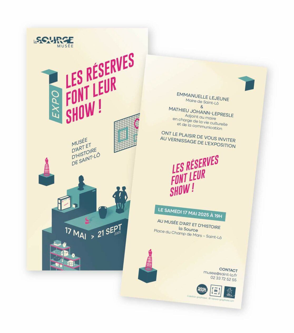 Expo, exposition, musée d'art et d'histoire, St-Lô, les réserves font leur show, affiche, affiche expo, graphisme expo, La Source, exposition normandie,cartel, illustrations, texte de salle, graphiste normandie, graphisme d'exposition, graphiste evenementiel, graphiste normandie, vanora graphiste